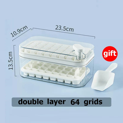 64 Grids One-Button Press Ice Cube Tray with Storage Box 2 Layers Ice Cube Molds Ice Box Maker Ice Mould Kitchen Accessories